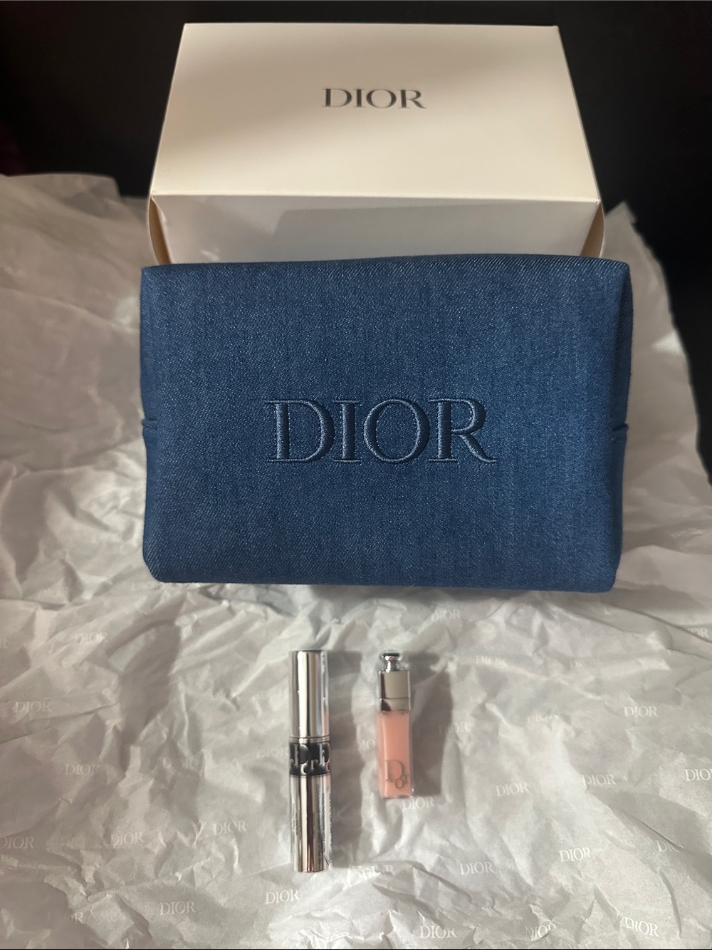 Dior Jean Pouch,Mini Mascara & Mini Lip Maximizer,New